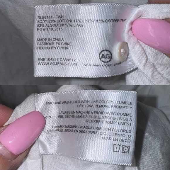 AG ADRIANO GOLDSCHMIED Jennifer Midi Shift Dress White Linen Blend Size Large - Picture 16 of 16